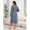 Ekouaer Women’s Robe Long Plush Soft Bathrobe Cozy Warm Robes Shawl Collar Sleepwear with Pockets(Navy)