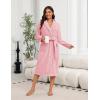 Ekouaer Women’s Robe Long Plush Soft Bathrobe Cozy Warm Robes Shawl Collar Sleepwear with Pockets(Pink)