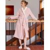 Ekouaer Women’s Robe Long Plush Soft Bathrobe Jacquard Color Block Robes Shawl Collar Sleepwear with Pockets S-XXL(B Pink)