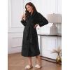 Ekouaer Women’s Robe Long Plush Soft Bathrobe Jacquard Color Block Robes Shawl Collar Sleepwear with Pockets S-XXL(Black)