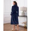 Ekouaer Women’s Robe Long Plush Soft Bathrobe Jacquard Color Block Robes Shawl Collar Sleepwear with Pockets S-XXL(Blue Purple)