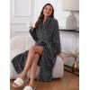 Ekouaer Women’s Robe Long Plush Soft Bathrobe Jacquard Color Block Robes Shawl Collar Sleepwear with Pockets S-XXL(Dark Grey)