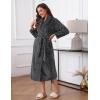 Ekouaer Women’s Robe Long Plush Soft Bathrobe Jacquard Color Block Robes Shawl Collar Sleepwear with Pockets S-XXL(Dark Grey)