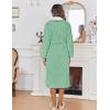 Ekouaer Women’s Robe Long Plush Soft Bathrobe Jacquard Color Block Robes Shawl Collar Sleepwear with Pockets S-XXL(Grey Green)