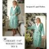 Ekouaer Women’s Robe Long Plush Soft Bathrobe Jacquard Color Block Robes Shawl Collar Sleepwear with Pockets S-XXL(Grey Green)