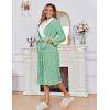 Ekouaer Women’s Robe Long Plush Soft Bathrobe Jacquard Color Block Robes Shawl Collar Sleepwear with Pockets S-XXL(Grey Green)
