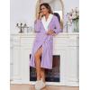 Ekouaer Women’s Robe Long Plush Soft Bathrobe Jacquard Color Block Robes Shawl Collar Sleepwear with Pockets S-XXL(Light Purple)