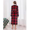Ekouaer Women’s Robe Long Plush Soft Bathrobe Jacquard Color Block Robes Shawl Collar Sleepwear with Pockets S-XXL(Red Black Plaid)