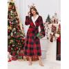 Ekouaer Women’s Robe Long Plush Soft Bathrobe Jacquard Color Block Robes Shawl Collar Sleepwear with Pockets S-XXL(Red Black Plaid)
