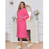 Ekouaer Women’s Robe Long Plush Soft Bathrobe Jacquard Color Block Robes Shawl Collar Sleepwear with Pockets S-XXL(Rose Pink)