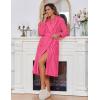 Ekouaer Women’s Robe Long Plush Soft Bathrobe Jacquard Color Block Robes Shawl Collar Sleepwear with Pockets S-XXL(Rose Pink)