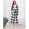 Ekouaer Women’s Robe Long Plush Soft Bathrobe Jacquard Color Block Robes Shawl Collar Sleepwear with Pockets S-XXL(White Black Plaid)