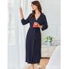 Ekouaer Women’s Robe Long Waffle Knit Bathrobe Lightweight Soft Kimono Robes Loungewear S-XXL(Big Waffle-navy Blue)