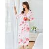 Ekouaer Women’s Robe Long Waffle Knit Bathrobe Lightweight Soft Kimono Robes Loungewear S-XXL(Floral White Red)