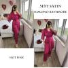 Ekouaer Women’s Satin Robe Silk Kimono Bathrobe Bridesmaid Wedding Bridal Party Robes 3/4 Bell Sleeve Sleepwear S-XXL(Hot Pink)