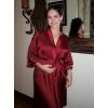 Ekouaer Women’s Satin Robe Silk Kimono Bathrobe Bridesmaid Wedding Bridal Party Robes 3/4 Bell Sleeve Sleepwear S-XXL(Wine Red)