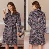 Ekouaer Women’s Velour Bathrobe – Knee Length, Warm, Plush, Long Sleeve Lounge Robe(Black Paisley)