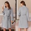 Ekouaer Women’s Velour Bathrobe – Knee Length, Warm, Plush, Long Sleeve Lounge Robe(Light Grey)