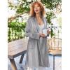 Ekouaer Women’s Velour Bathrobe – Knee Length, Warm, Plush, Long Sleeve Lounge Robe(Light Grey)