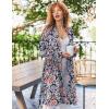 Ekouaer Women’s Velour Bathrobe – Knee Length, Warm, Plush, Long Sleeve Lounge Robe(Navy Blue Paisley)