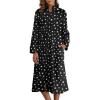 Ekouaer Women’s Zip Up Robe Fleece Bathrobe Long Zipper Lounger Warm Housecoat Long Sleeve Nightgown with Pockets S-XXL(Black Stars)