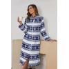 Ekouaer Women’s Zip Up Robe Fleece Bathrobe Long Zipper Lounger Warm Housecoat Long Sleeve Nightgown with Pockets S-XXL(Blue Snowflake)