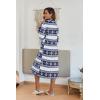 Ekouaer Women’s Zip Up Robe Fleece Bathrobe Long Zipper Lounger Warm Housecoat Long Sleeve Nightgown with Pockets S-XXL(Blue Snowflake)