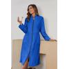 Ekouaer Women’s Zip Up Robe Fleece Bathrobe Long Zipper Lounger Warm Housecoat Long Sleeve Nightgown with Pockets S-XXL(Deep Sky Blue)