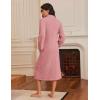Ekouaer Women’s Zip Up Robe Fleece Bathrobe Long Zipper Lounger Warm Housecoat Long Sleeve Nightgown with Pockets S-XXL(Gray Pink)