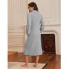 Ekouaer Women’s Zip Up Robe Fleece Bathrobe Long Zipper Lounger Warm Housecoat Long Sleeve Nightgown with Pockets S-XXL(Grey)