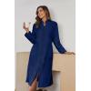 Ekouaer Women’s Zip Up Robe Fleece Bathrobe Long Zipper Lounger Warm Housecoat Long Sleeve Nightgown with Pockets S-XXL(Navy)