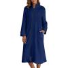 Ekouaer Women’s Zip Up Robe Fleece Bathrobe Long Zipper Lounger Warm Housecoat Long Sleeve Nightgown with Pockets S-XXL(Navy)