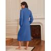 Ekouaer Women’s Zip Up Robe Fleece Bathrobe Long Zipper Lounger Warm Housecoat Long Sleeve Nightgown with Pockets S-XXL(Navy Blue)