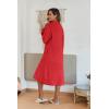 Ekouaer Women’s Zip Up Robe Fleece Bathrobe Long Zipper Lounger Warm Housecoat Long Sleeve Nightgown with Pockets S-XXL(Red)