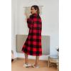 Ekouaer Women’s Zip Up Robe Fleece Bathrobe Long Zipper Lounger Warm Housecoat Long Sleeve Nightgown with Pockets S-XXL(Red Black Plaid)