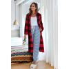 Ekouaer Women’s Zip Up Robe Fleece Bathrobe Long Zipper Lounger Warm Housecoat Long Sleeve Nightgown with Pockets S-XXL(Red Black Plaid)