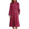 Ekouaer Women’s Zip Up Robe Fleece Bathrobe Long Zipper Lounger Warm Housecoat Long Sleeve Nightgown with Pockets S-XXL(Red Stars)