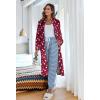 Ekouaer Women’s Zip Up Robe Fleece Bathrobe Long Zipper Lounger Warm Housecoat Long Sleeve Nightgown with Pockets S-XXL(Red Stars)