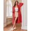 Ekouaer Women’s Zip Up Robe Fleece Bathrobe Long Zipper Lounger Warm Housecoat Long Sleeve Nightgown with Pockets S-XXL(Strong Red)