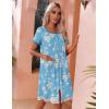 Ekouaer Womens Zipper Front Housecoats Short Sleeve Bathrobes Lace Trim Nightgown with Pockets(Blue White Floral)