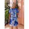 Ekouaer Womens Zipper Front Housecoats Short Sleeve Bathrobes Lace Trim Nightgown with Pockets(Blue White Tie Dye)