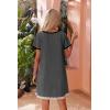 Ekouaer Womens Zipper Front Housecoats Short Sleeve Bathrobes Lace Trim Nightgown with Pockets(Dark Gray)