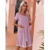 Ekouaer Womens Zipper Front Housecoats Short Sleeve Bathrobes Lace Trim Nightgown with Pockets(Lavender)