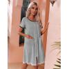 Ekouaer Womens Zipper Front Housecoats Short Sleeve Bathrobes Lace Trim Nightgown with Pockets(Light Gray)