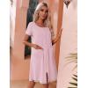 Ekouaer Womens Zipper Front Housecoats Short Sleeve Bathrobes Lace Trim Nightgown with Pockets(Misty Rose)