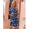 Ekouaer Womens Zipper Front Housecoats Short Sleeve Bathrobes Lace Trim Nightgown with Pockets(Navy Leaf)