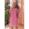 Ekouaer Womens Zipper Front Housecoats Short Sleeve Bathrobes Lace Trim Nightgown with Pockets(Pink)