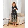 Ekouaer Women’s Zipper Robe 3/4 Sleeves Housecoat Full Length Nightgown Soft Loungewear Robe with Pockets S-3XL(Black Ethnic Pattern)