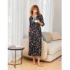 Ekouaer Women’s Zipper Robe 3/4 Sleeves Housecoat Full Length Nightgown Soft Loungewear Robe with Pockets S-3XL(Black Floral)