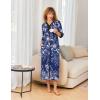 Ekouaer Women’s Zipper Robe 3/4 Sleeves Housecoat Full Length Nightgown Soft Loungewear Robe with Pockets S-3XL(Blue Ethnic Floral)